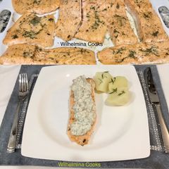 A picture of Salmon with Creamy Mushroom Dill Sauce.