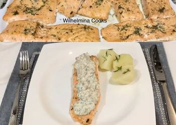 Fresh, Prepare Recipe Salmon with Creamy Mushroom Dill Sauce Delicious and Healthy