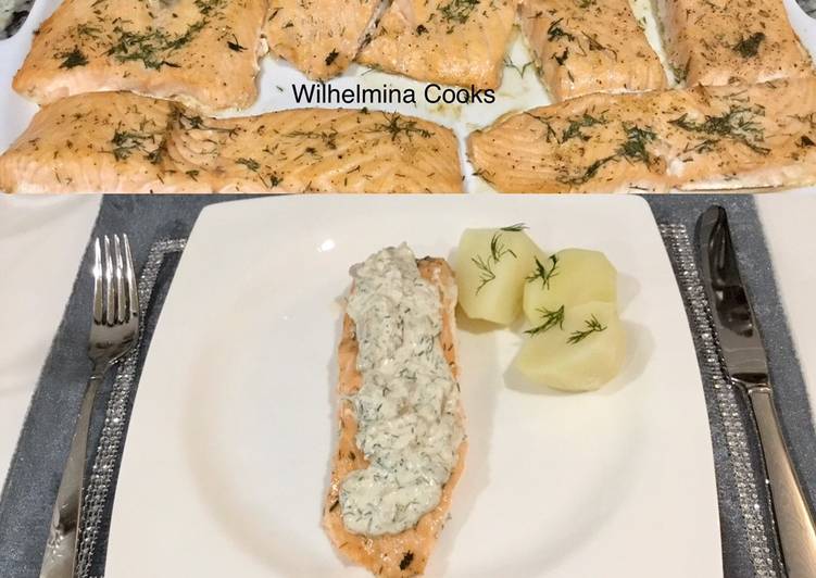 ✨Salmon with Creamy Mushroom Dill Sauce✨