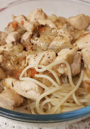 A picture of My Szechuan Pepper Chicken & Spaghetti.