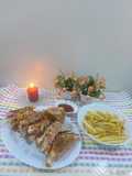 Chicken grilled cheese sandwiches 🥪with French fries