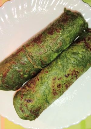 A picture of Liquid dough Spinach paratha.