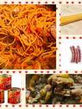 Spaghettis, chipos à la provençale