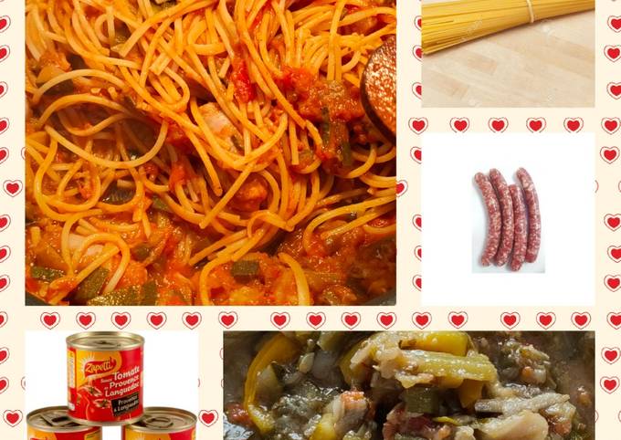 Spaghettis, chipos à la provençale