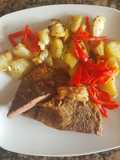 Carne de res, al horno de leña y papas al "plomo"