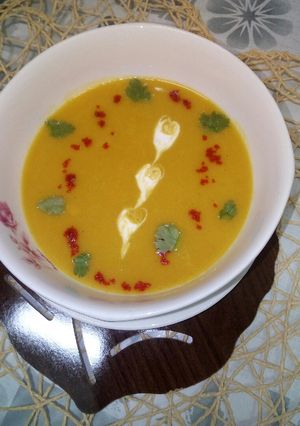 صورة لوصفة شربة اليقطين مع العدس الأحمر 🎃🍅🍋