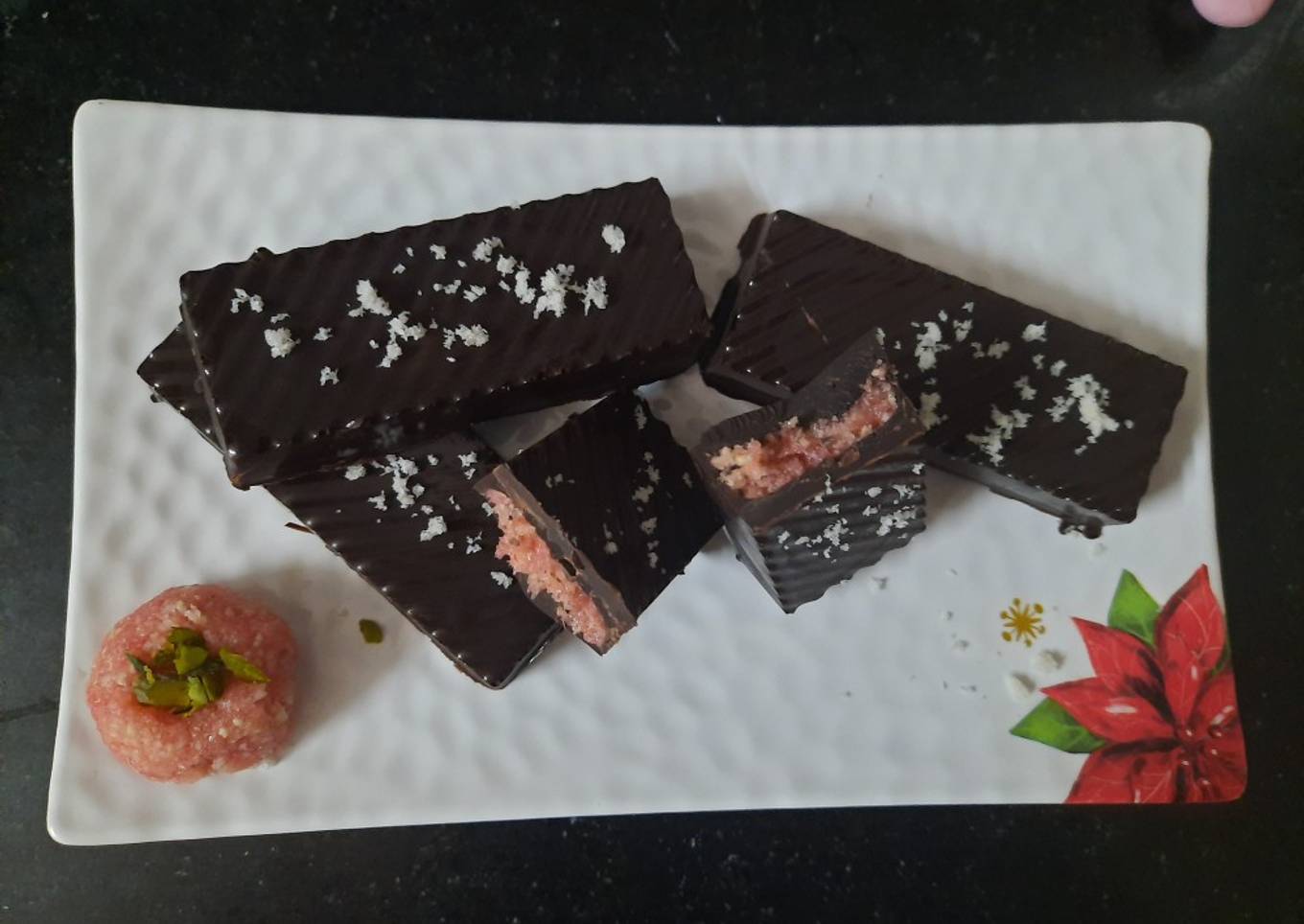Jam stuffed coconut chocolate