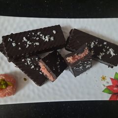 A picture of Jam stuffed coconut chocolate.