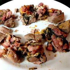 My Stuffed Tenderloin, Apple, Bacon Lardons, cheddar Cheese 🤗 A picture of My Stuffed Tenderloin, Apple, Bacon Lardons, cheddar Cheese 🤗.