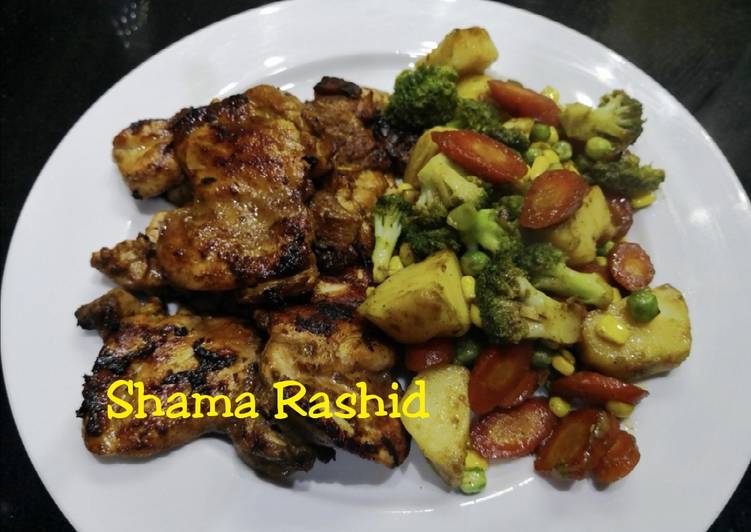 Easiest Way to Prepare Ultimate Chicken steak &amp; stir fry vegetables