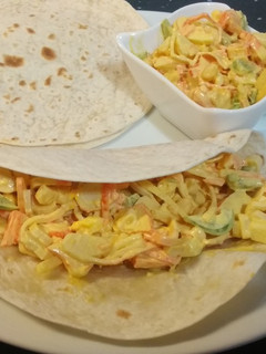 Una foto de Tortitas de trigo con surimi y mahonesa de jengibre y ajo