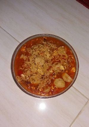 Foto resep Mie bakso pedas