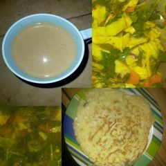 A picture of Pap + Vegetable soup and Egg.