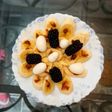 Fruta con esferas de yogur
