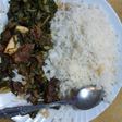 Coconut rice with spinach stew