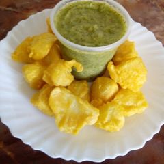 Viazi karai with mango chutney #theme challenge# A picture of Viazi karai with mango chutney #theme challenge#.