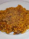 Paella de sepia y atún con caldo concentrado de Santa Pola
