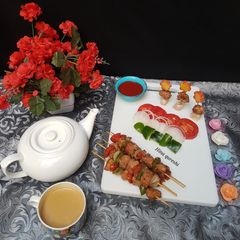 A picture of Chicken shashlik.