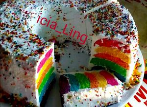 Foto resep Rainbow cake kukus lembuutt bgtt