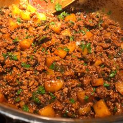A picture of Beef and chorizo tacos.