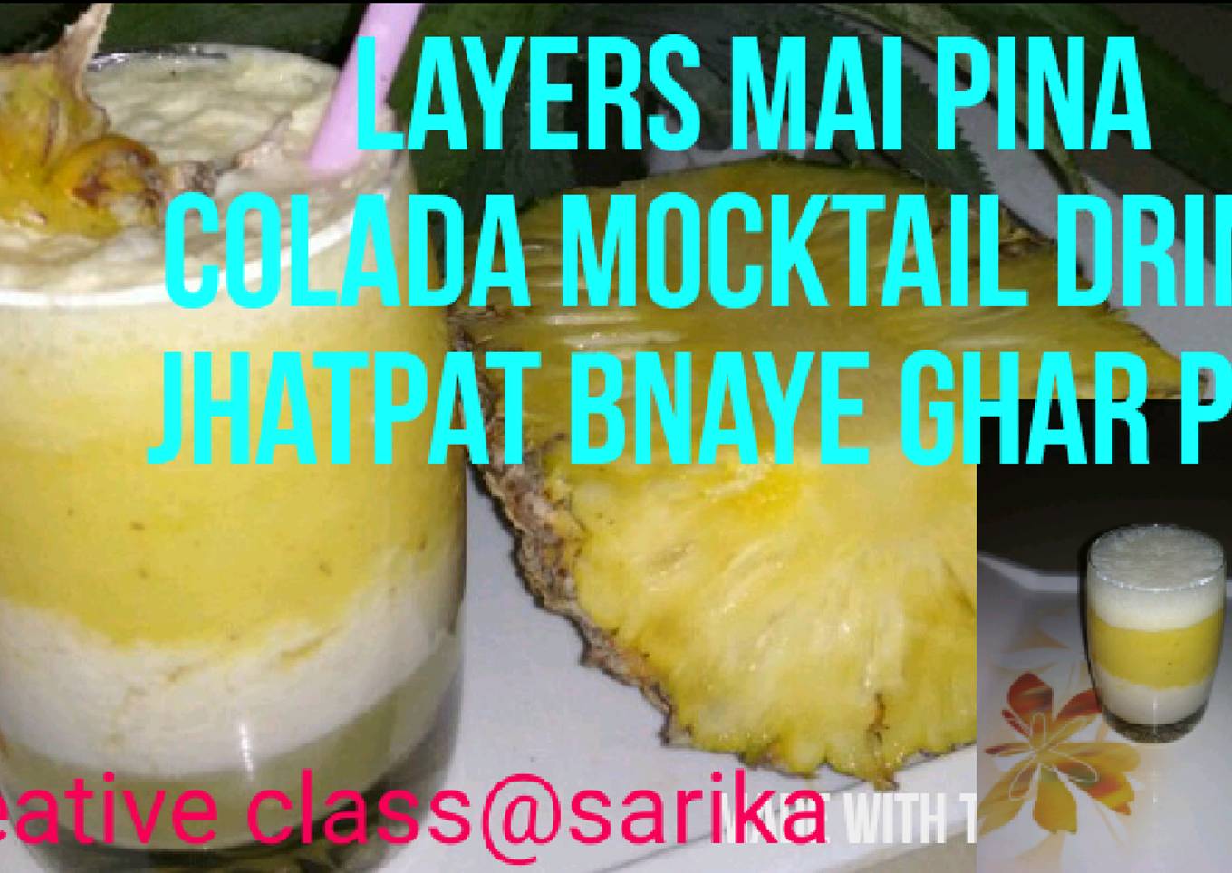 Three layers mocktail drink Pina colada
