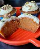 Carrot cupcakes with cream cheese icing