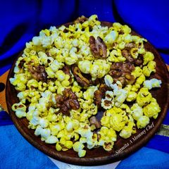 A picture of Walnuts and popcorn (butter flavour).