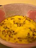 Crema de calabacín y boniato con pistachos baja en Fodmaps