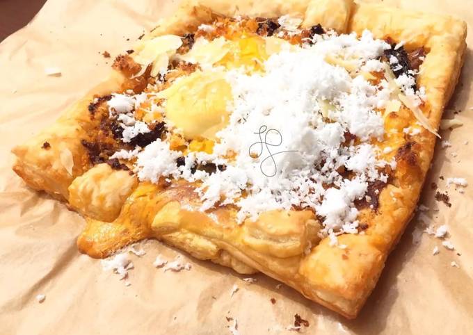 Eggs And Coconut On SunDried Pesto Top Parmesan Puff Pizza Recipe