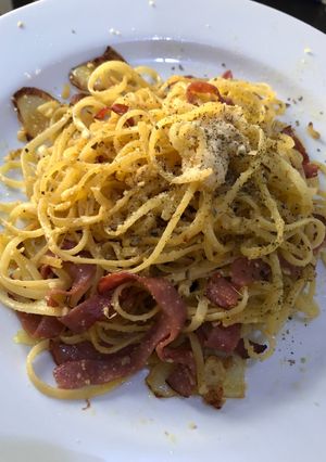 Foto resep Smoke beef oglio olio fettuccine