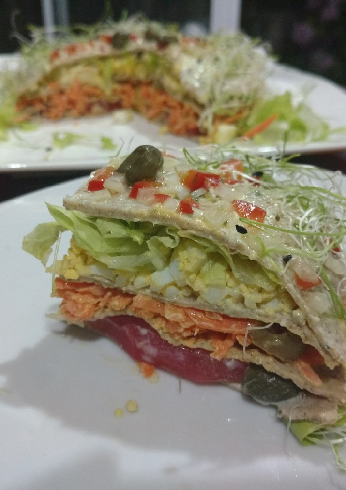 Una foto de Torre de panqueques vegetariana
