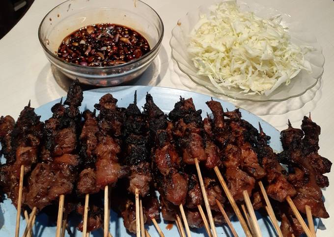 Resep Sate daging bumbu kecap simpel dan seger Anti Gagal