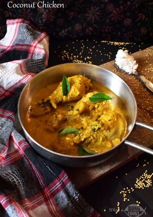 A picture of Narkel diye Murgir Mangsho l Coconut Chicken Curry - Kerala Style.