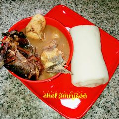 Nsala soup and akpu 😋😋 A picture of Nsala soup and akpu 😋😋.