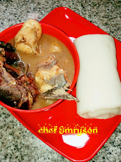 A picture of Nsala soup and akpu 😋😋.