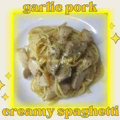 รูปของ 010 ♡Garlic Pork Creamy Spaghetti♡