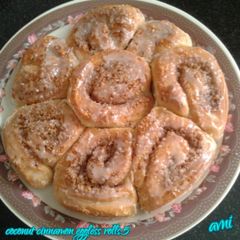 Coconut cinnamon eggless rolls A picture of Coconut cinnamon eggless rolls.