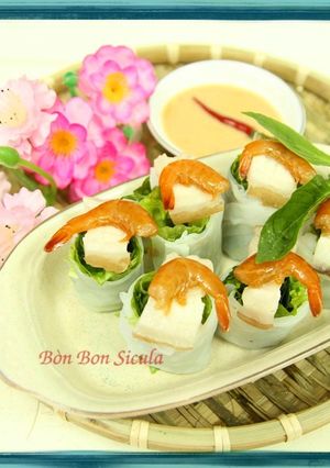 Hình của món Bánh Ướt Cuốn Tôm Chua.