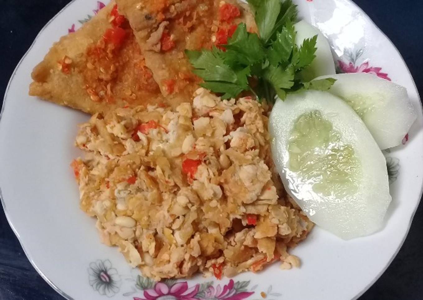Geprek tempe telur