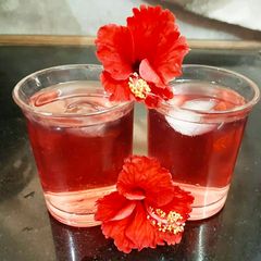 A picture of Hibiscus flower ice tea.