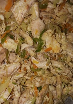 A picture of Spring roll filling (Chicken & veggies).