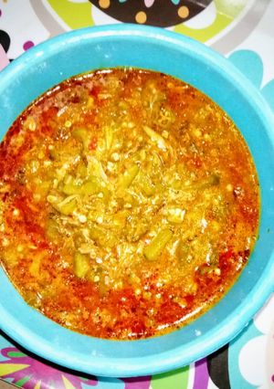 A picture of Ogbono and okro soup.