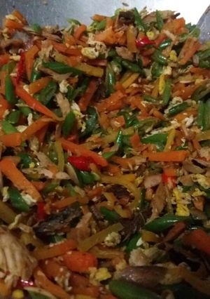 Foto resep Tumis wortel, buncis dan suir ikan tongkol