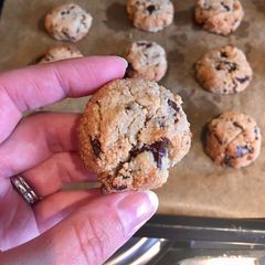 A picture of Bite Sized Chocolate & Almond Cookies.
