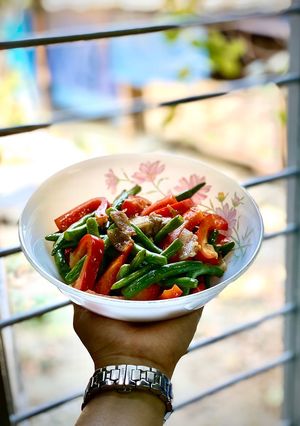 Hình của món Đậu Co Ve Xào Thịt Heo Ớt Chuông.