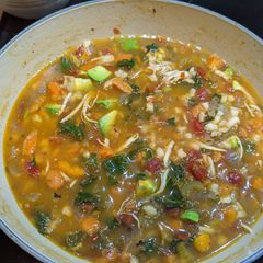 A picture of Mexican chicken and Avocado soup.