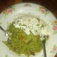 Coloured jollop rice with cabbage
