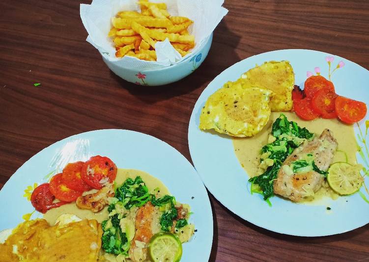 Creamy chicken with spinach ala momo's cafe😍