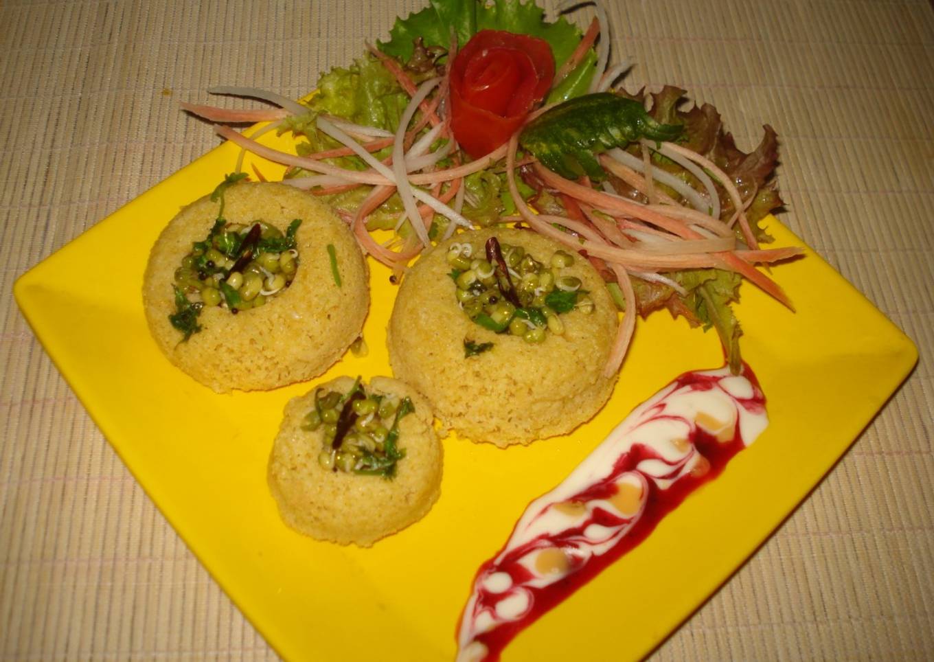 Recipe name –Moong spouts #stuffed steamed oats wada #StuffedDelights