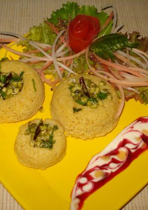 A picture of Recipe name –Moong spouts #stuffed steamed oats wada #StuffedDelights.